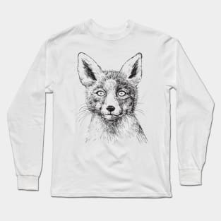 Fox portrait, ink drawing Long Sleeve T-Shirt